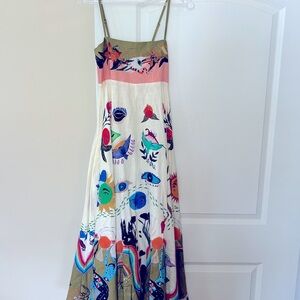 ALEMAIS Evergreen printed linen dress